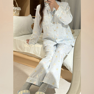 诺安琪00602-7春季女士带胸垫款双面纱家居服套装