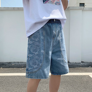 牛仔短裤夏季男士韩版五分裤男韩版宽松薄款百搭休闲中裤DK69-P40图片