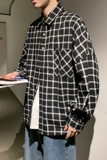 港风秋季新款外穿长袖衬衫男百搭休闲格子衬衣外套CS24/P45，男装衬衫，电商D202