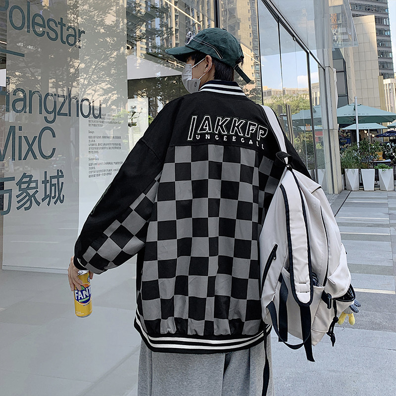港风秋季休闲炸街夹克男外套韩版棒球服个性上衣J/,男装夹克,电商D202