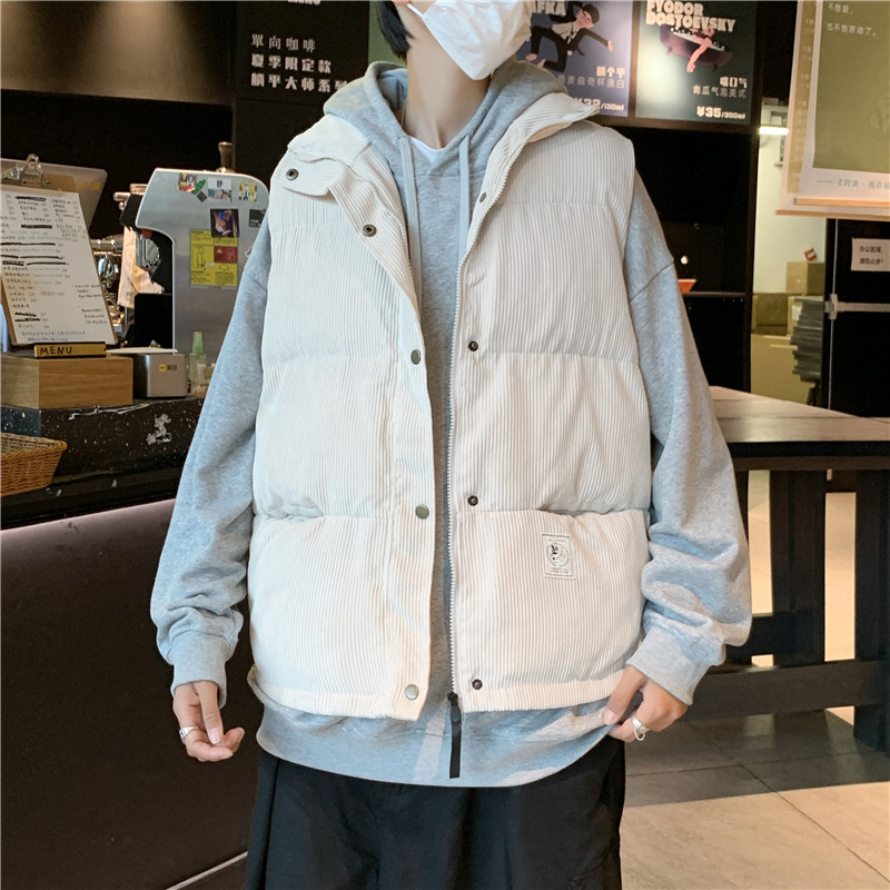 港风新款灯芯绒马甲男 休闲帅气背心复古潮牌坎肩BF风外套M03-P48图片