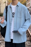 秋季潮流长袖牛仔衬衫男港风宽松休闲百搭衬衣CS07/P45，男装衬衫，电商D202