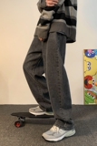 宽松港风百搭拖地牛仔裤男韩版休闲直筒长裤九分裤NK49/P45，男装牛仔裤，电商D202
