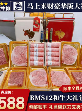 包邮5斤BMS12和牛牛排大礼包眼肉火锅雪花非A5牛肉原切过新年礼盒