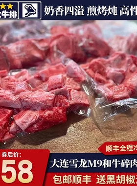 包邮10斤大连雪龙m9和牛碎肉头尾烧烤原切雪花无腌嫩炖煮牛肉套餐