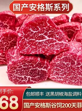 包邮4斤国产m3菲力牛排中段谷饲原切安格斯雪花清真牛里脊牛肉餐