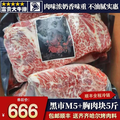 包邮5斤黑市澳洲m5+安格斯胸肉块