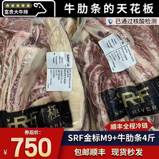 包邮4斤srf美国m9金标牛肋条极和牛无骨烧烤奶香日式清真牛肉套餐