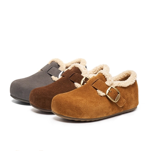 商场同款女鞋25新款全麦吐司勃肯鞋加绒厚底毛毛棉鞋雪地靴E6V1D