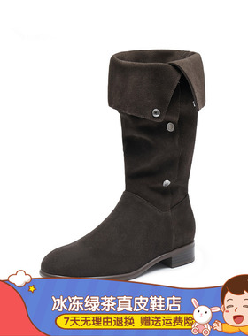 女鞋2024冬季新款流浪牧歌复古西部牛仔靴长靴ESA04DS4