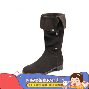 流浪牧歌复古西部牛仔靴长靴ESA04DS4 新款 女鞋 2024冬季