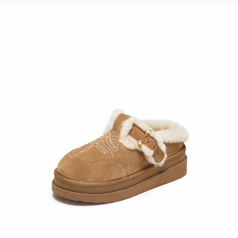 商场同款2025新款复古博肯鞋保暖加绒毛毛鞋女鞋女拖鞋EIY04DH5