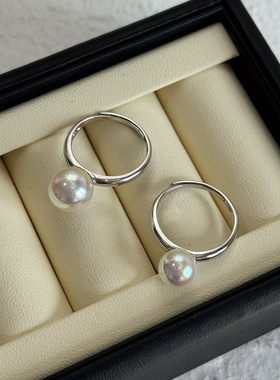 YOUR高级感纯银戒指极光天女akoya珍珠可调节ins时尚简约精致礼物