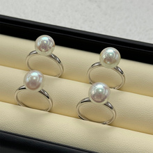 YOUR正圆无暇天女akoya人造水晶珍珠纯银S925戒指高级感可调节