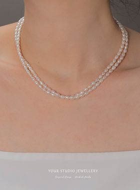 双层稀有小米珠天然淡水珍珠项链女叠戴高级感小众设计轻奢质感