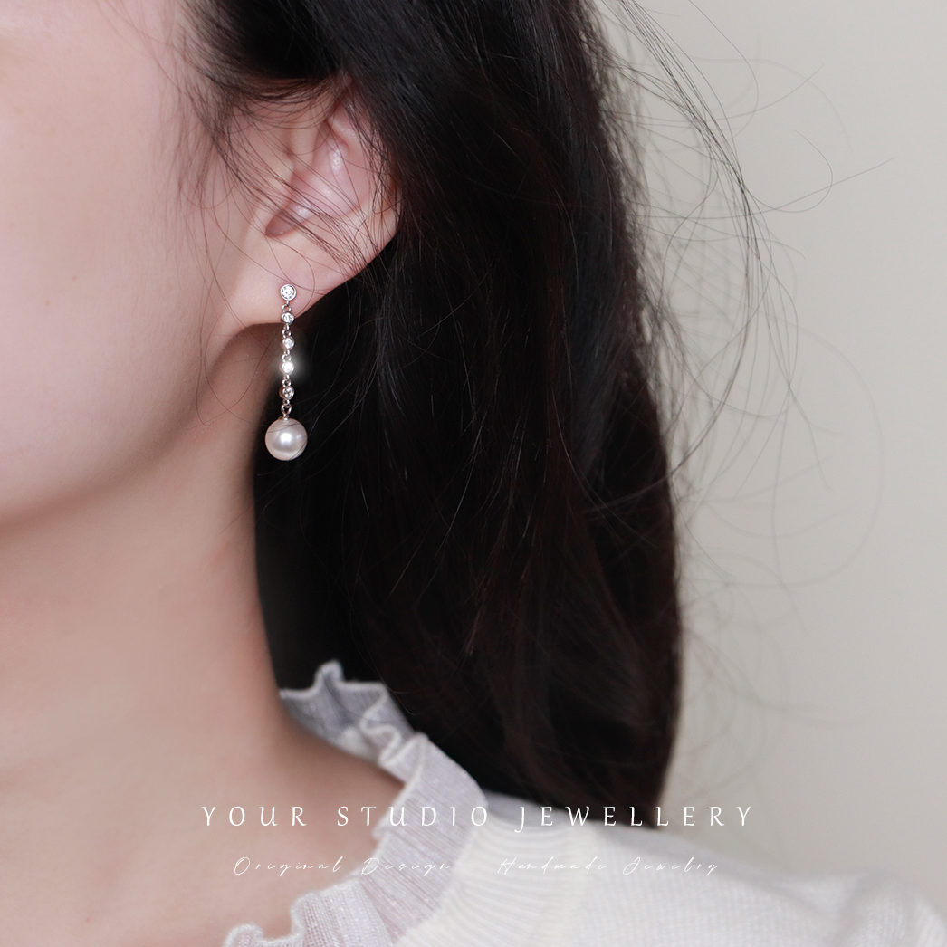 潋滟 轻奢纯银S925强光珍珠耳饰灵动吊坠气质耳环礼物高级感女