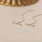 多种戴法 平衡木纯银925珍珠耳线瘦脸耳饰日常时尚 通勤摩登ins