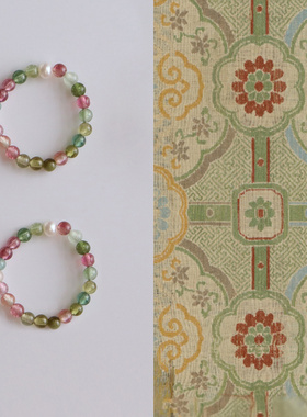 锦瑟 · 国风配色 · 天然碧玺淡水珍珠戒指戒子新中式女有弹力