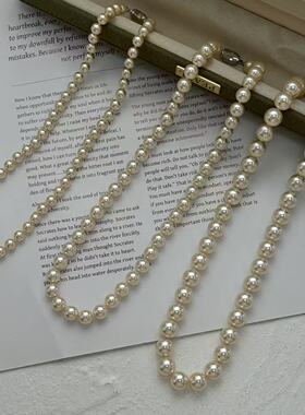 《干枯玫瑰》微黄质感Cream奶油白人造澳白珍珠项链锁骨链女礼物