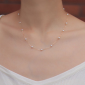 baby珠满天星 4mm进口施家珍珠超亮项链锁骨链可调节美国14k包金