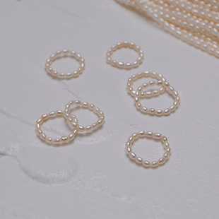 特细收藏2mm天然淡水珍珠戒指戒子不掉皮气质叠戴弹力绳轻奢礼物