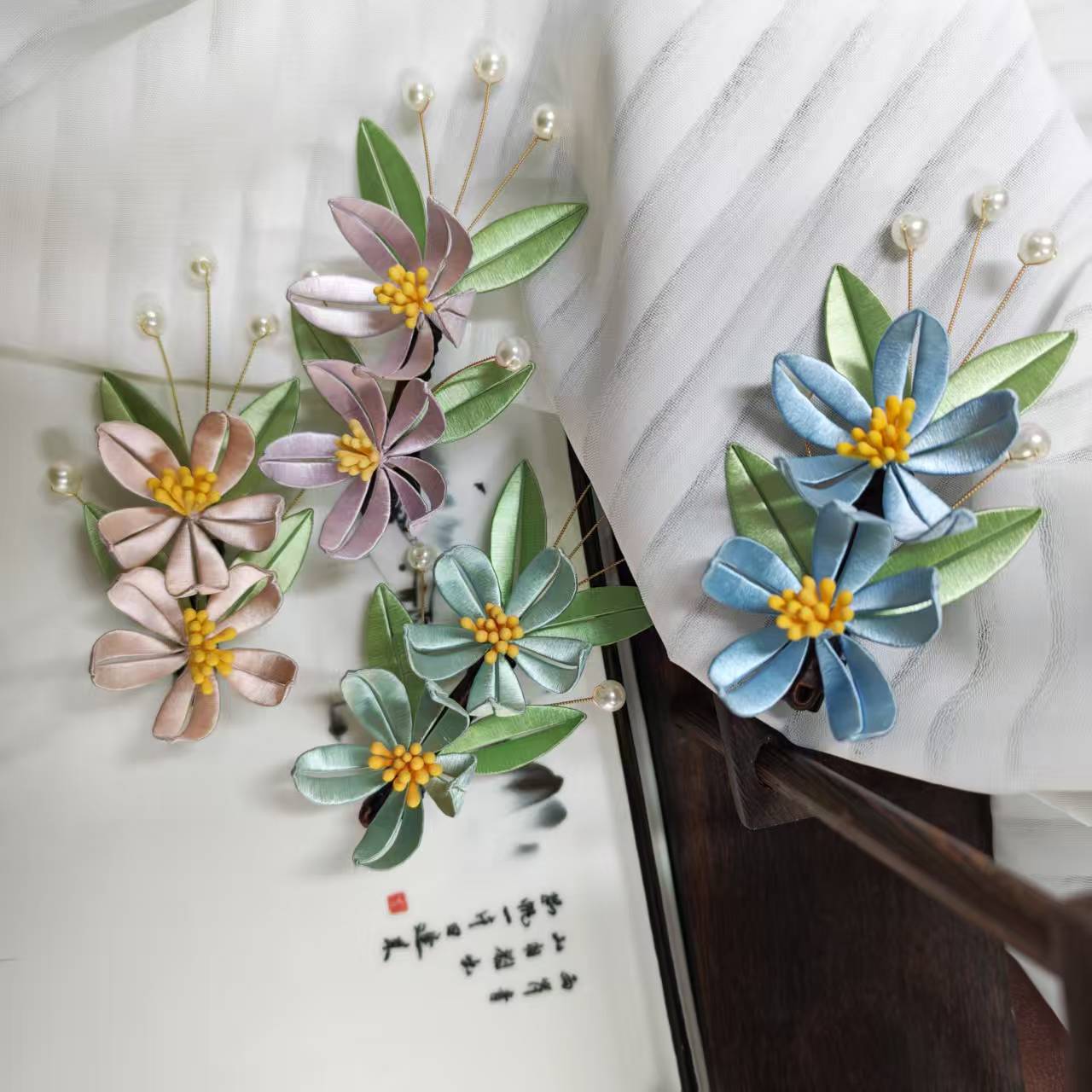 洛城古都 缠花成品复古小发夹日常饰品百搭发饰古风发簪汉服配饰