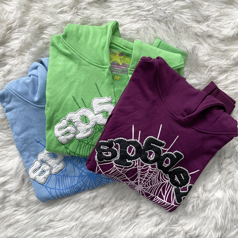 sp5der 555555 web hoodie shorts 蜘蛛闪片无袖卫衣短裤