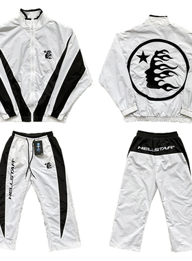 Hellstar Thriller 白色黑色拼接刺绣外套长裤套装