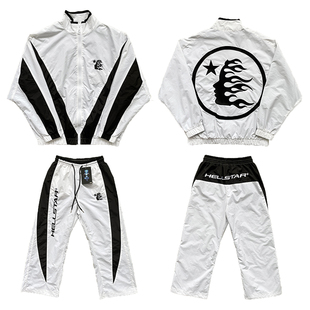 Hellstar Thriller 白色黑色拼接刺绣外套长裤套装