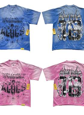 That's A Awful Lot of Cough Syrup火焰印花洗水做旧短袖T恤