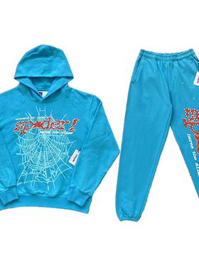 Sp5der 555555 Pink V2 Hoodie pants 明星同款连帽卫衣长裤套装