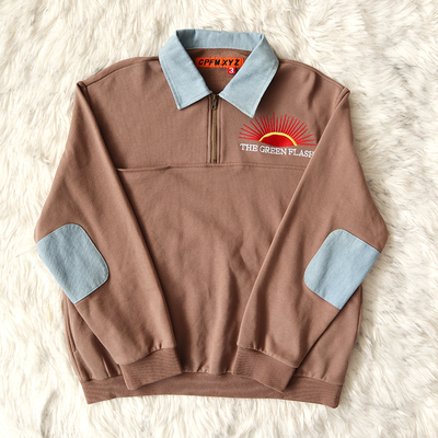 CPFM.XYZ Green Flash Denim Half Zip 半拉链牛仔拼接POLO衫卫衣