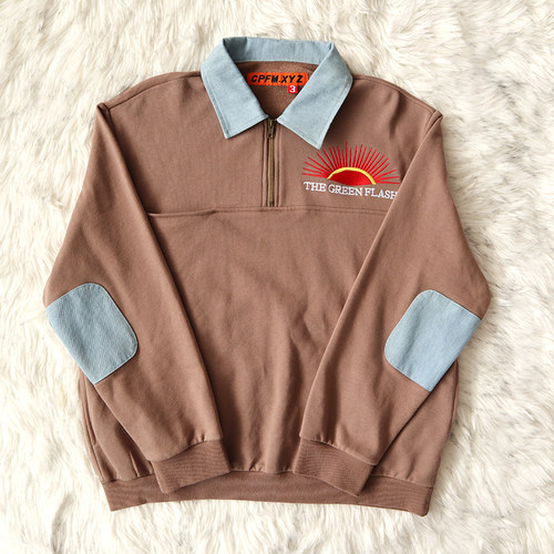CPFM.XYZ Green Flash Denim Half Zip 半拉链牛仔拼接POLO衫卫衣