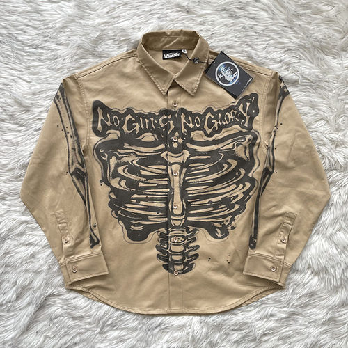 Hellstar Studios Airbrushed Bones Shirt 骷髅印花长袖衬衫外套