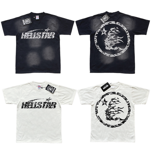 HellStar Studios Tee 前后斑马纹经典logo印花休闲短袖T恤