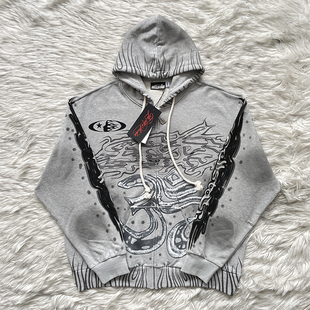 Hellstar Studios Zip Up Hoodie 灰色街头风拉链连帽卫衣