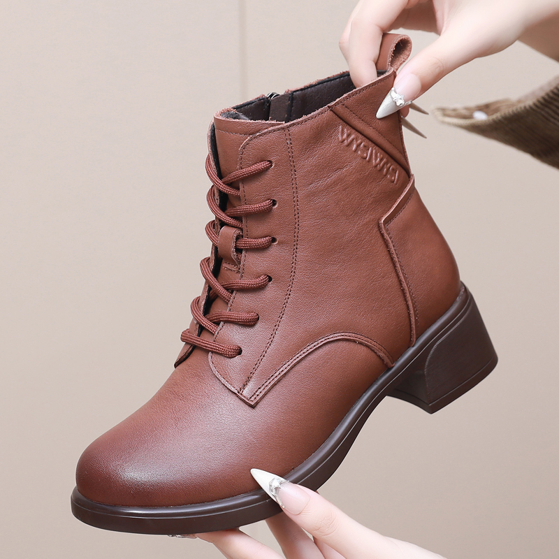 真皮马丁靴女软底不累脚小码短靴秋32码33小脚皮靴特小码女鞋3132
