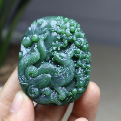 新品毛货和田玉碧玉挂件狐狸玉挂件猫眼吊坠