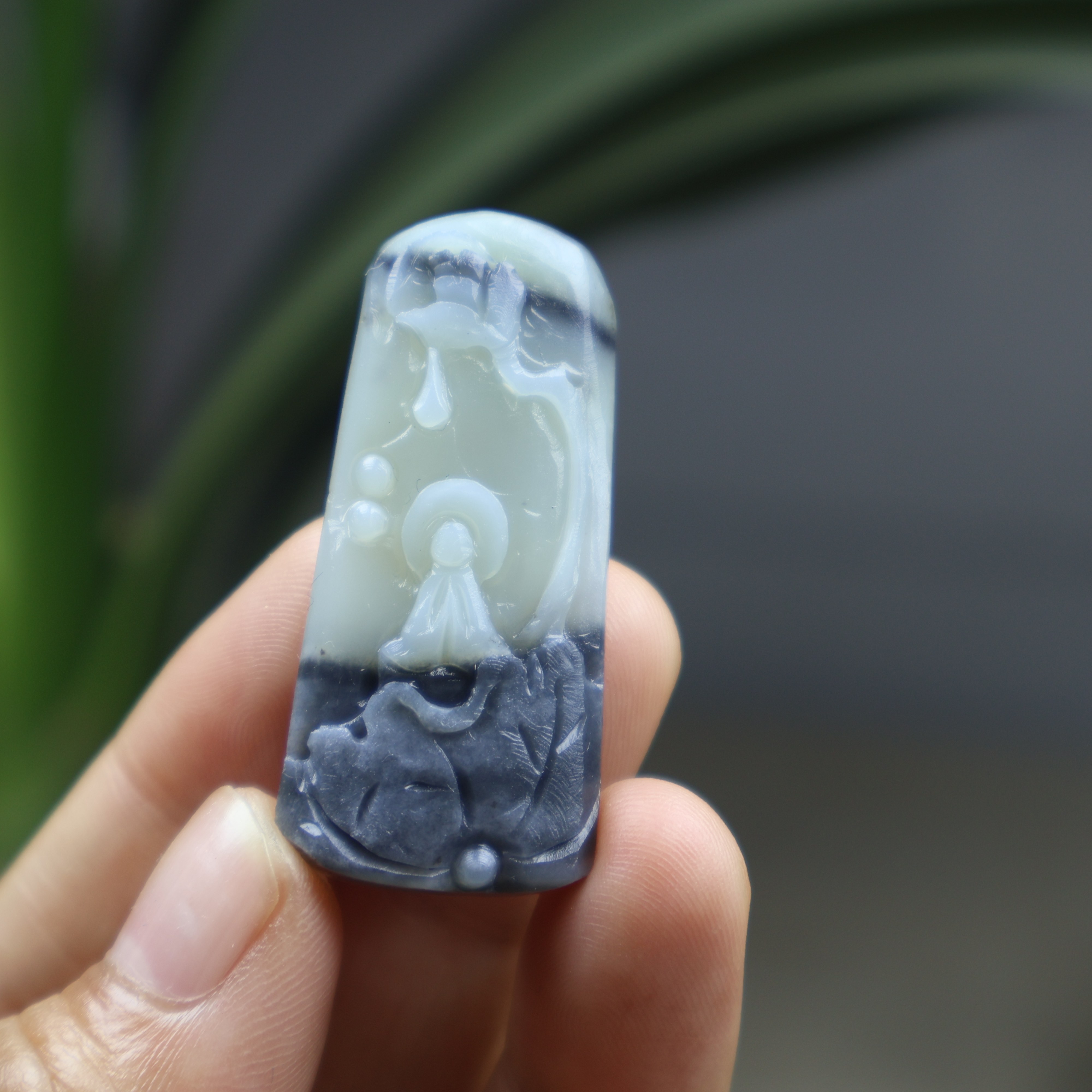 新品和田玉青花悟道牌吊坠男女款玉石挂件项链玉佩玉坠