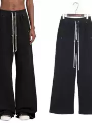 Dawnhin Ro Dark High Street Wide-Leg Cargo Pants Pure Cotton Drapey Straight-Leg Flared Floor-Length Pants Unisex Trendy