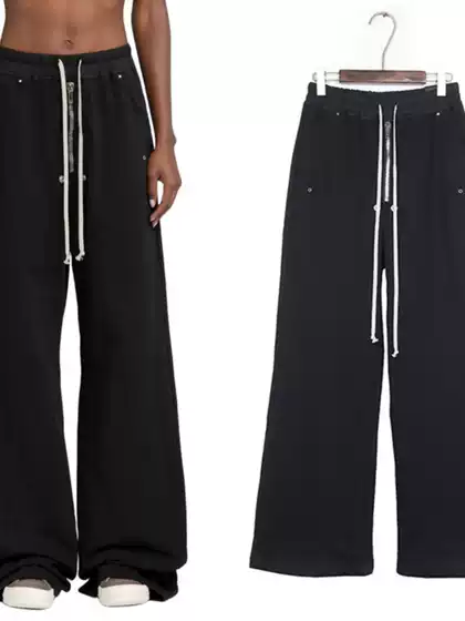 Dawnhin Ro Dark High Street Wide-Leg Cargo Pants Pure Cotton Drapey Straight-Leg Flared Floor-Length Pants Unisex Trendy