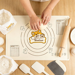 卡通柴犬揉面垫硅胶烘焙垫家用擀面杖垫板厨房烘焙工具食品级垫子