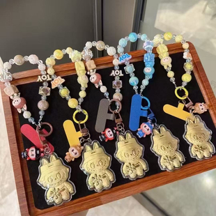 足金20mg拉布布水晶球钥匙扣卡手机链包包挂件珠珠链配饰生日礼物