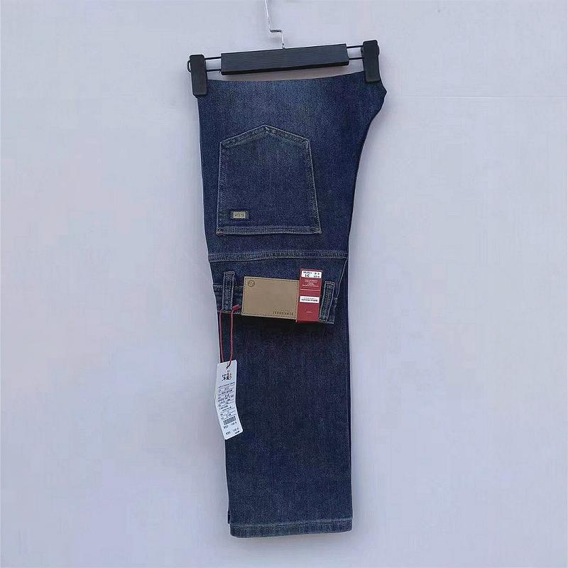笨小孩牛仔男裤2025秋冬新直筒C8729蓝色高腰男装弹力直筒加长裤