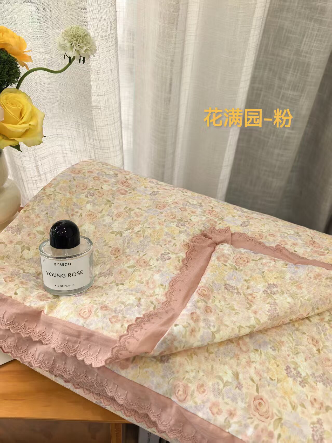 春夏新品全棉花边款小清新碎花母婴级A类有氧双层纱夏被空调被