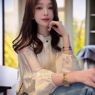 优雅风外穿长袖 香槟晚宴衬衫 衬衣时尚 爆款 女 别致2025新款 洋气春季