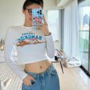 卫衣百搭白色小众设计印花圆领上衣女 MIMIHADID 长袖