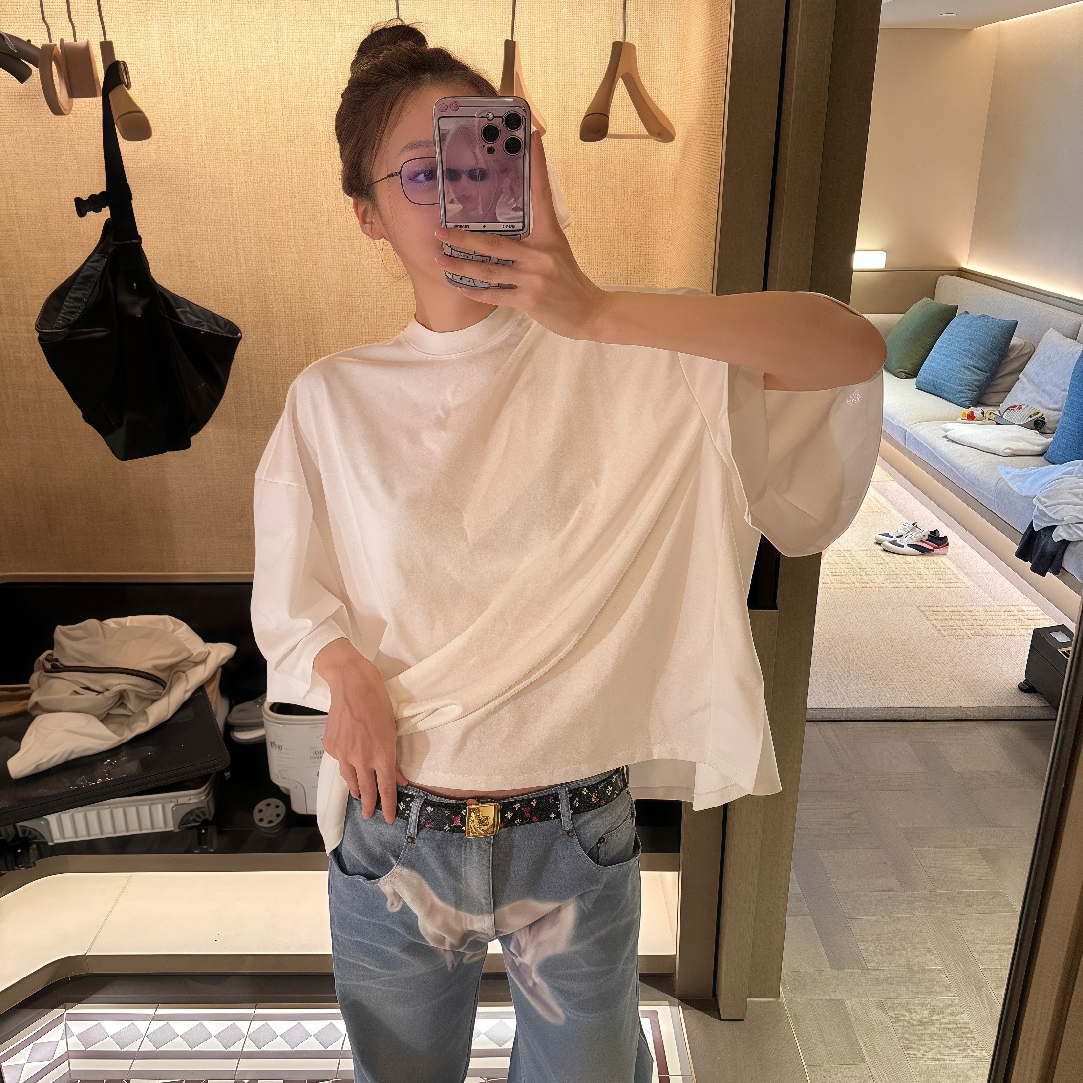【MIMIHADID】超绝剪裁白色中袖T恤短袖纯色日系简约宽松夏季女