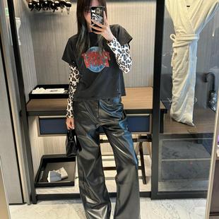 MIMIHADID 加绒柔软正确版 黑色皮裤 Rose朴彩英同款 秋冬 直筒裤