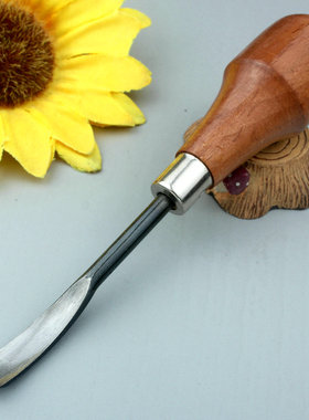 啄木鸟木刻雕刻刀实木柄刀头锋利短粗握感好操控圆弧平口斜口角刀